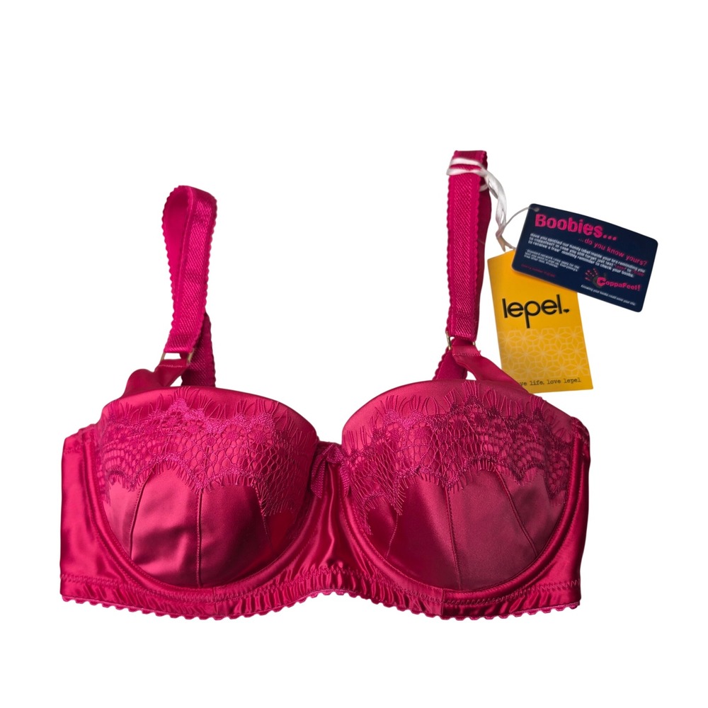 Lepel Balcony Bra Womens 32C Pink Victoria 158704 Satin Lace Underwired Lingerie